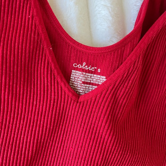 Colsie Red Ribbed Bodysuit - Picture 3 of 5